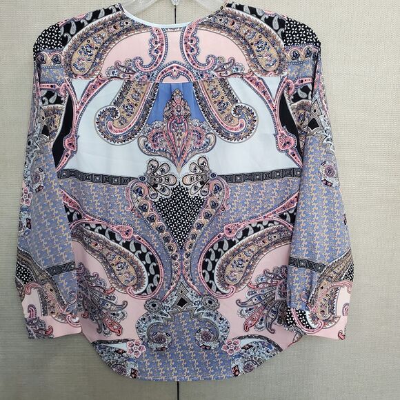 Talbots Petite Paisley Scroll Print Multicolor Long Slv Button-Up Shirt Size MP - Picture 4 of 5
